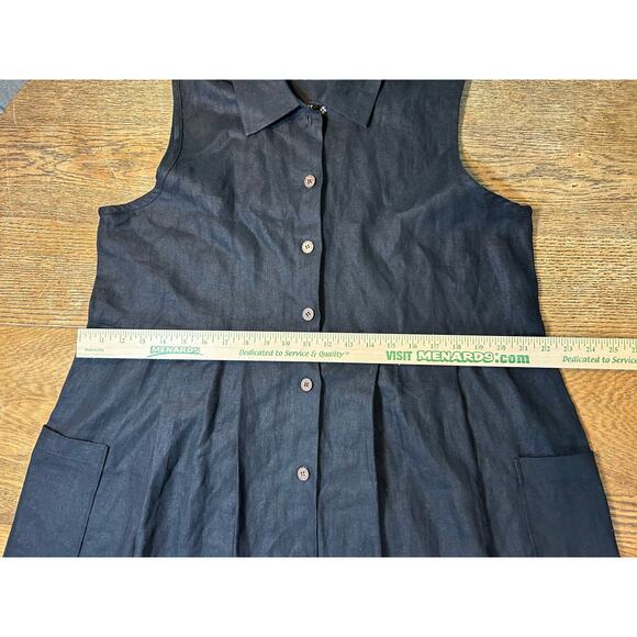 April Cornell for Cornell Trading Black 100% Linen Shirt Dress Oversized Medium - Picture 5 of 12